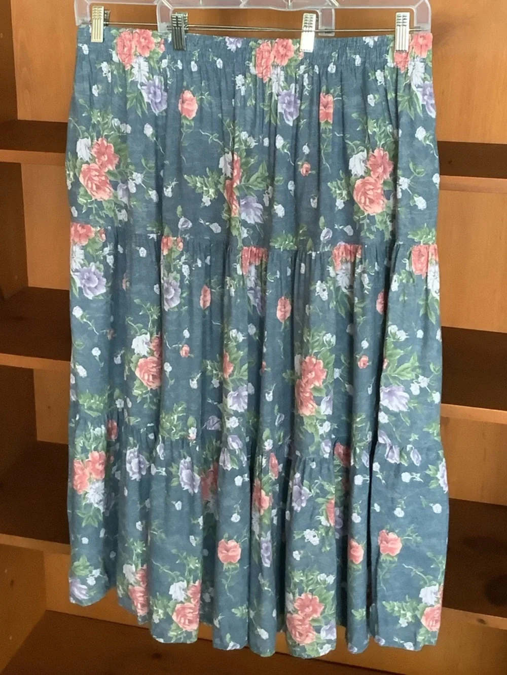 Vintage Floral Rayon Prairie Midi Skirt Size XL XXL Cottagecore Grunge Plus Size - Picture 2 of 10